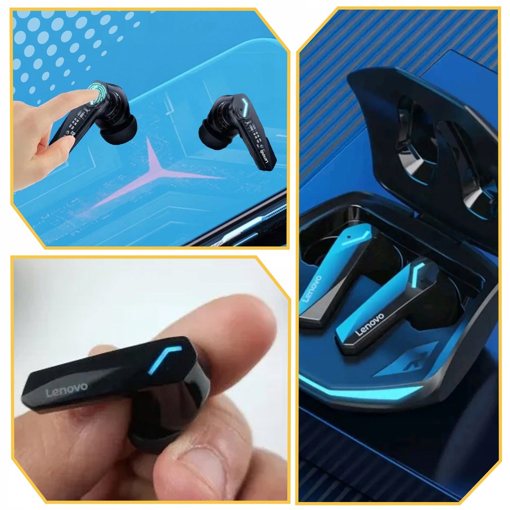 SŁUCHAWKI BEZPRZEWODOWE LENOVO GM2 PRO BLUETOOTH 5.3 GAMINGOWE SPORTOWE IPX Transmisja sygnału Bluetooth